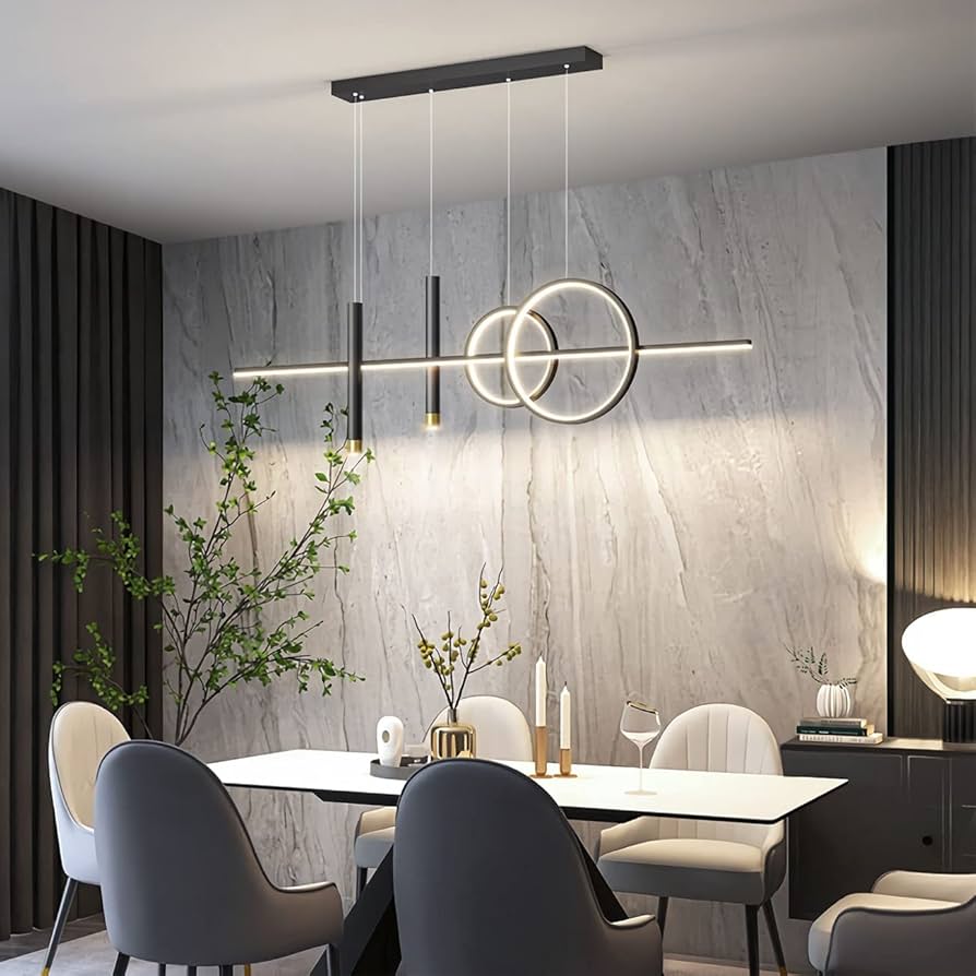 HDC Modern Linear Premium Black Ceiling Light LED Chandelier for Dining, Living & Lounge Room