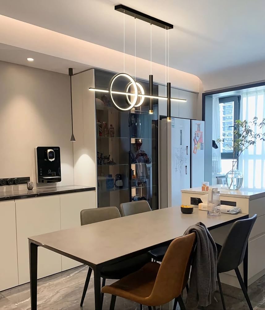 HDC Modern Linear Premium Black Ceiling Light LED Chandelier for Dining, Living & Lounge Room