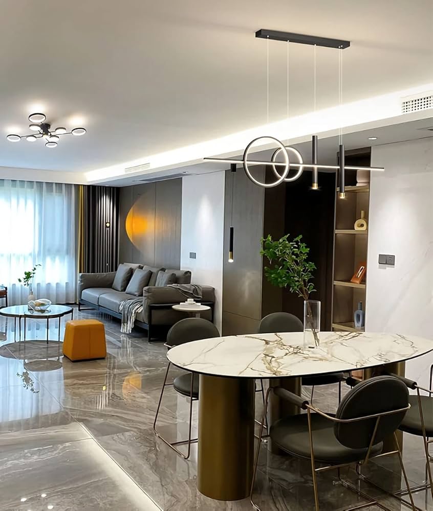 HDC Modern Linear Premium Black Ceiling Light LED Chandelier for Dining, Living & Lounge Room