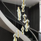 HDC 12 Lights Led Nordic Staircase Gold Double Helix Rotating Double Height Stair Chandelier- Tricolor