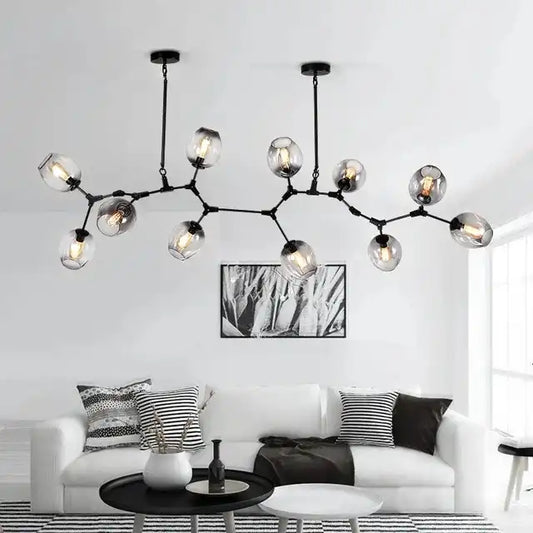 HDC 11 Head Smokey Grey Glass Chandelier