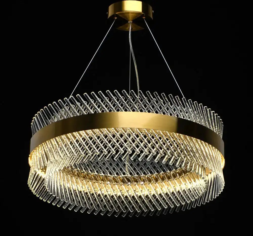 Hdc 600mm Crystal Led Chandelier Ring Hanging Suspension Lamp - Tricolor