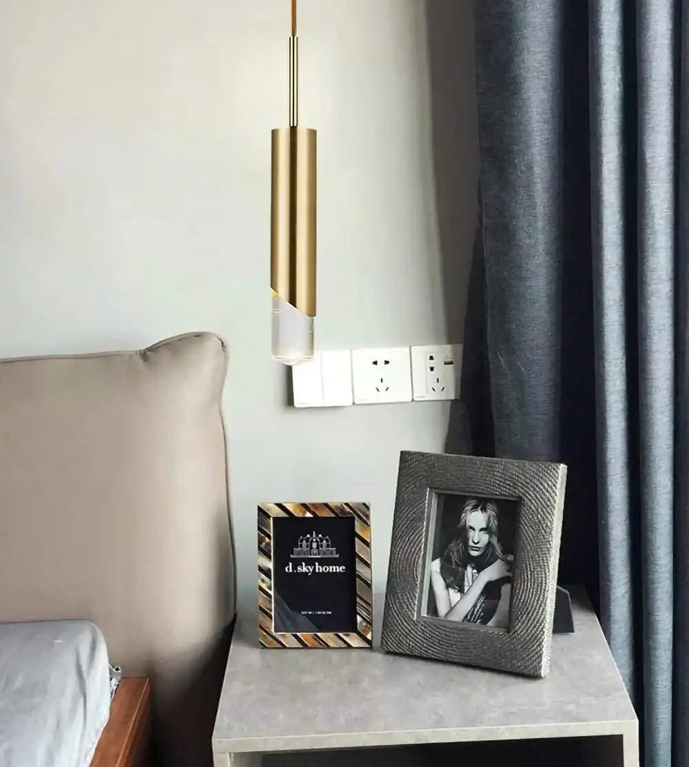 HDC Modern Acrylic Lampshade Metal Spot Light Long Tube Ceiling Pendan
