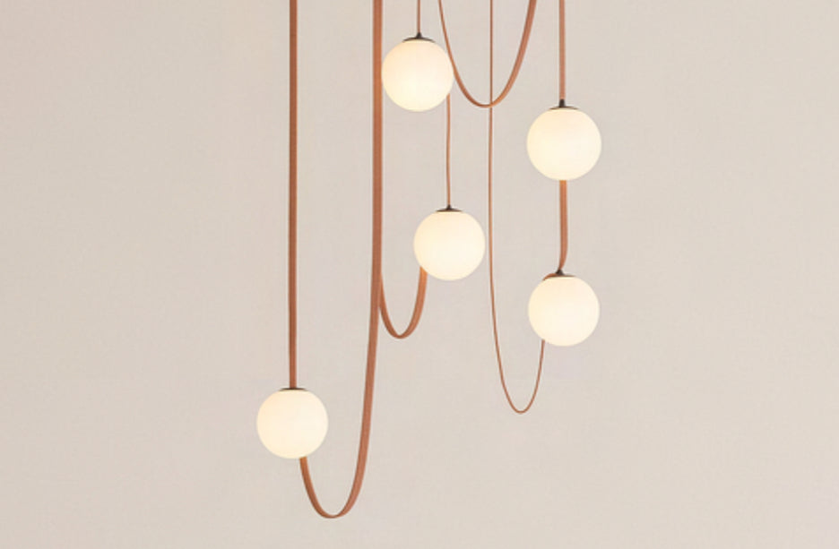 HDC Luxe Tan-Belt Globe Cascade Pendant Hanging Chandelier for Dining & Living Spaces