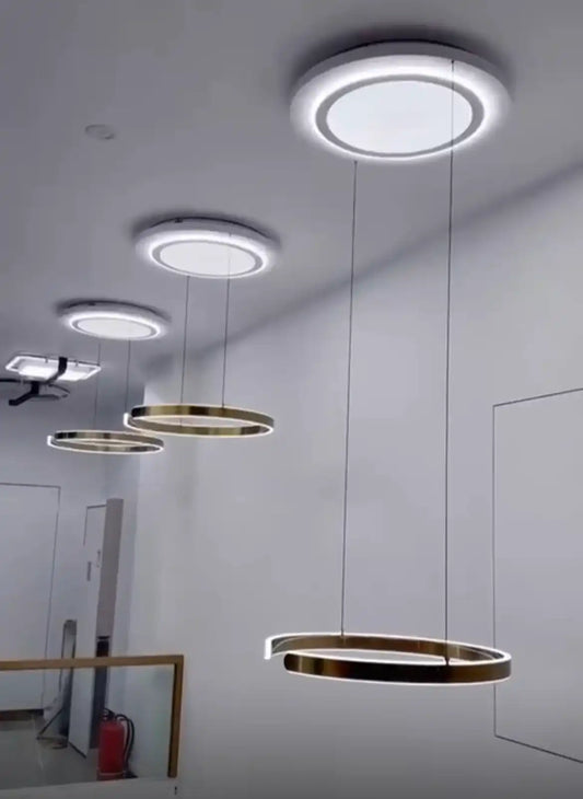 HDC 600mm Metallic Hydraulic Ring Chandelier Ceiling Light