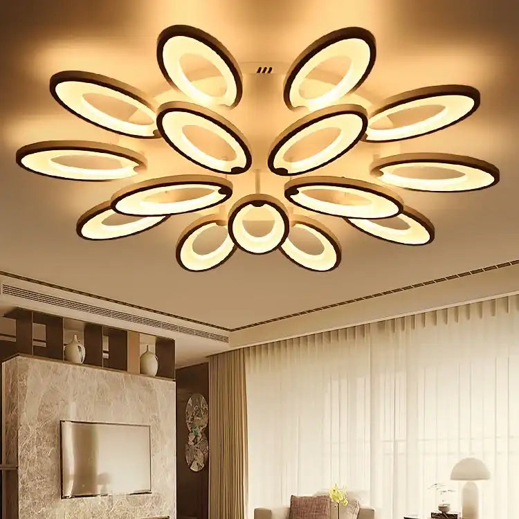Hdc 6/12 Lights Rose Gold Flower Led Chandelier Ceiling Light For Dining Living Room Office Lamp Tricolour