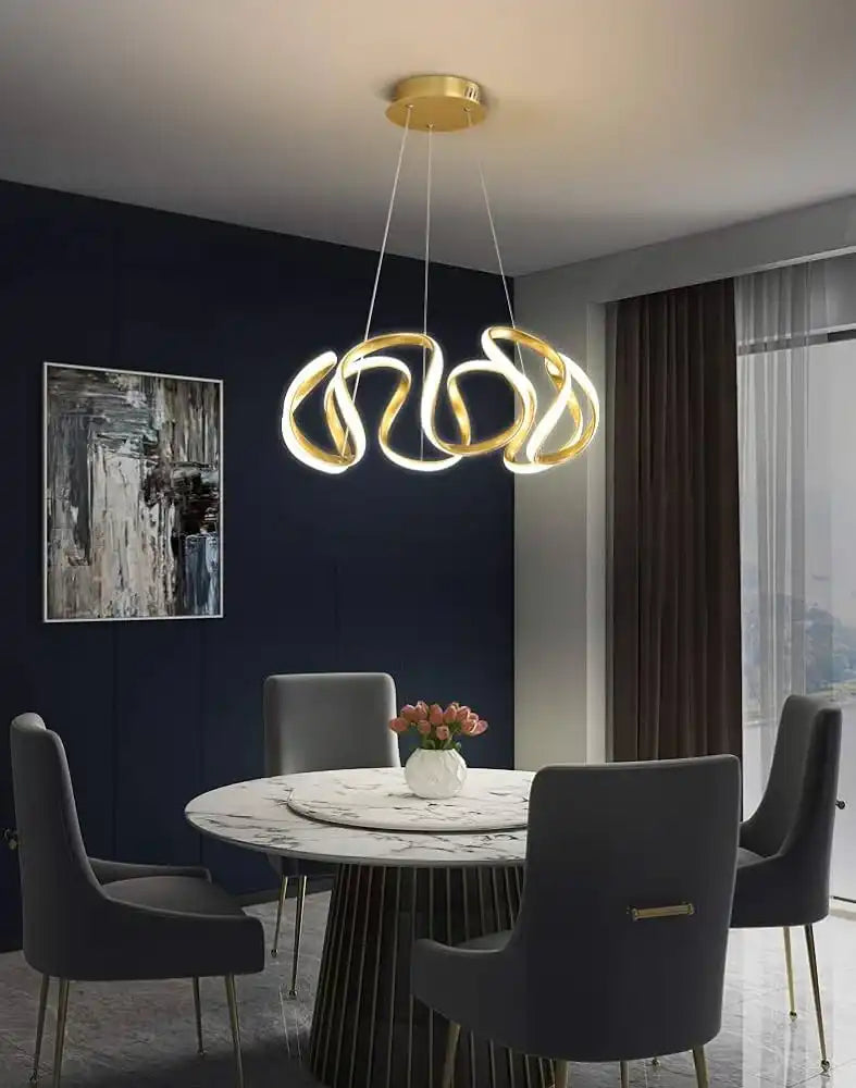 HDC Modern LED Pendant Light Fixture in Contemporary Gold LED Chandeli