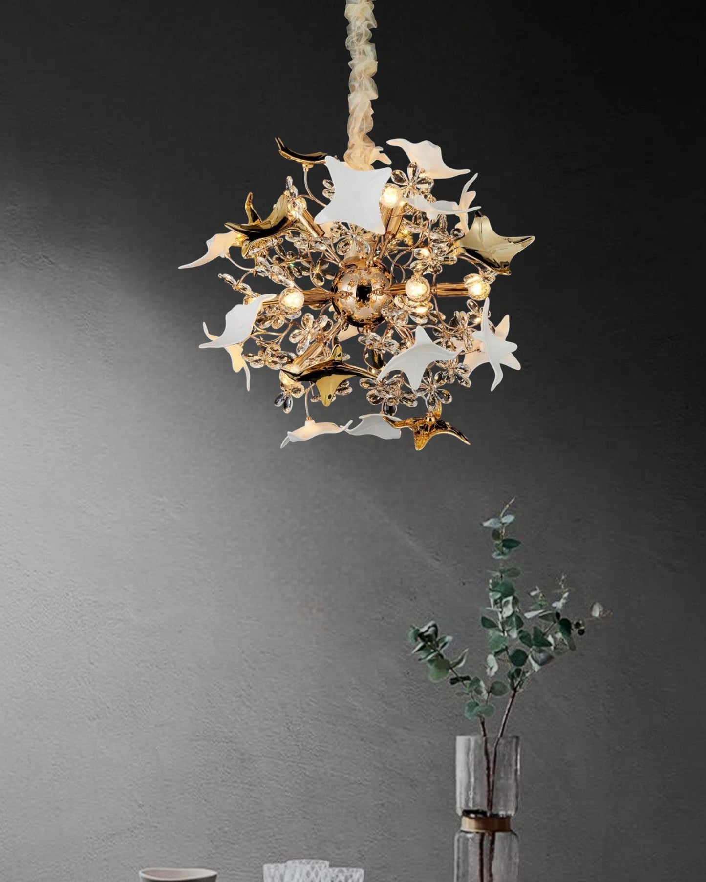 Hdc Modern Floral Bouquet Round Chandelier - Warm White