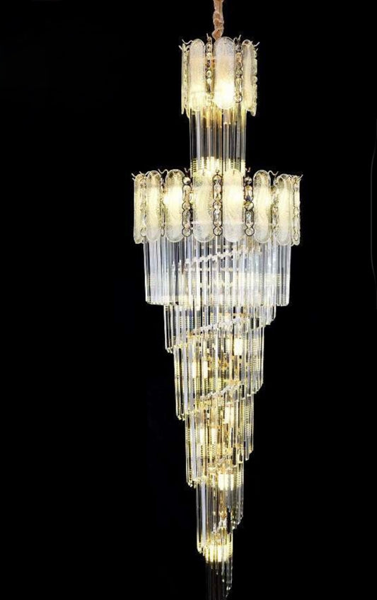 HDC 600*1800MM Golden Luxury Modern Crystal Double Height Chandelier For Staircase