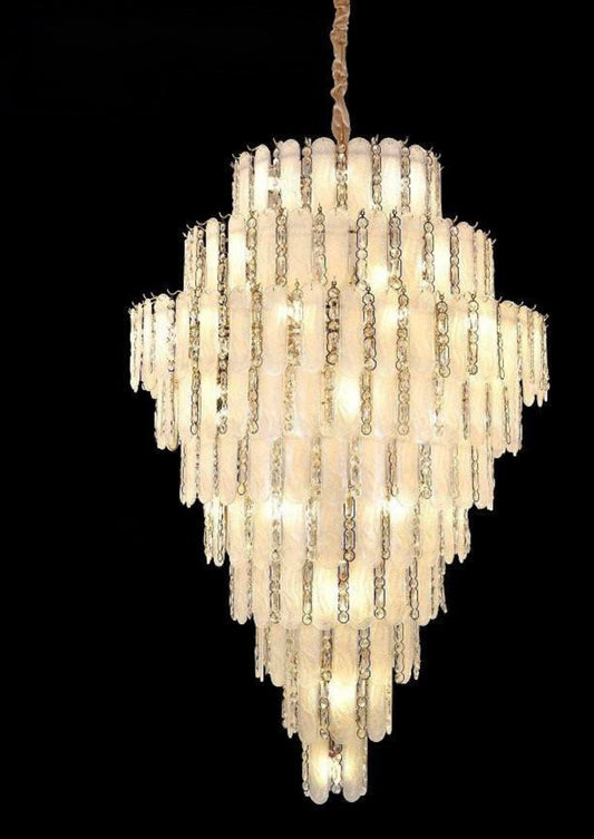 HDC 1200*1800MM Glass Luxury Modern Crystal Double Height Chandelier For Staircase