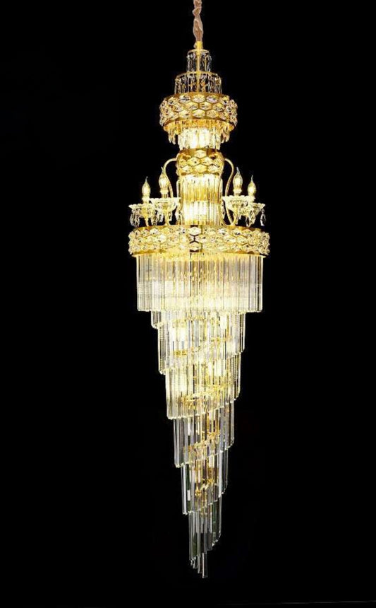 HDC 600*2000MM Italian Style Luxury Modern Crystal Double Height Chandelier For Staircase
