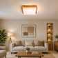 HDC Modern Wooden Fabric Flush Mount Ceiling Light