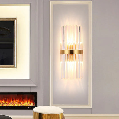 HDC 24w Model 5 Led Crystal Modern Gold Metal Wall Light For Drawing Room - Warm White
