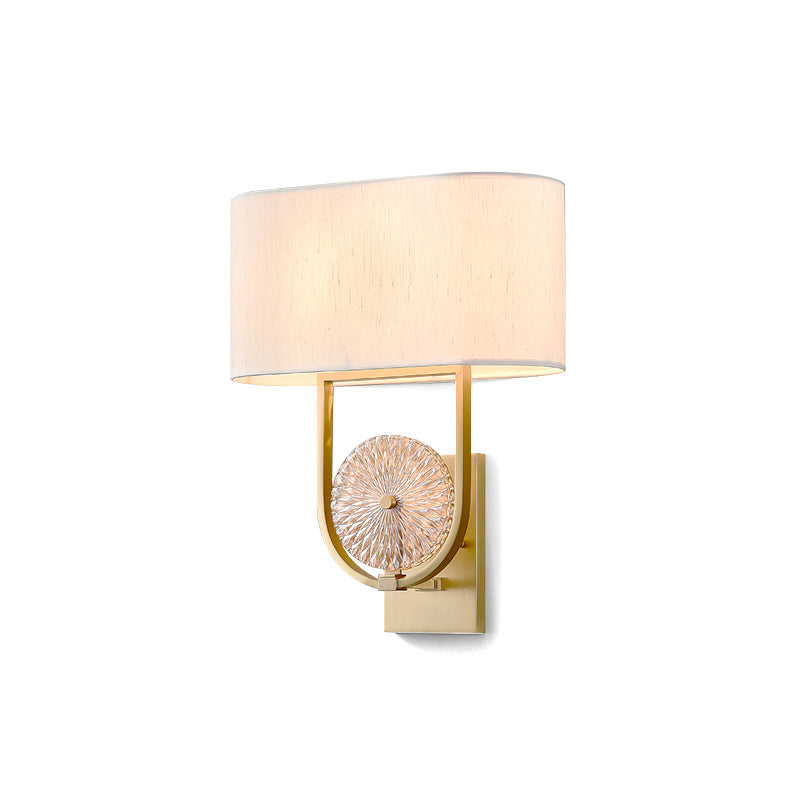 HDC Modern Gold Fabric Shade Wall Light for Bedroom, Living Room