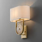 HDC Modern Gold Fabric Shade Wall Light for Bedroom, Living Room