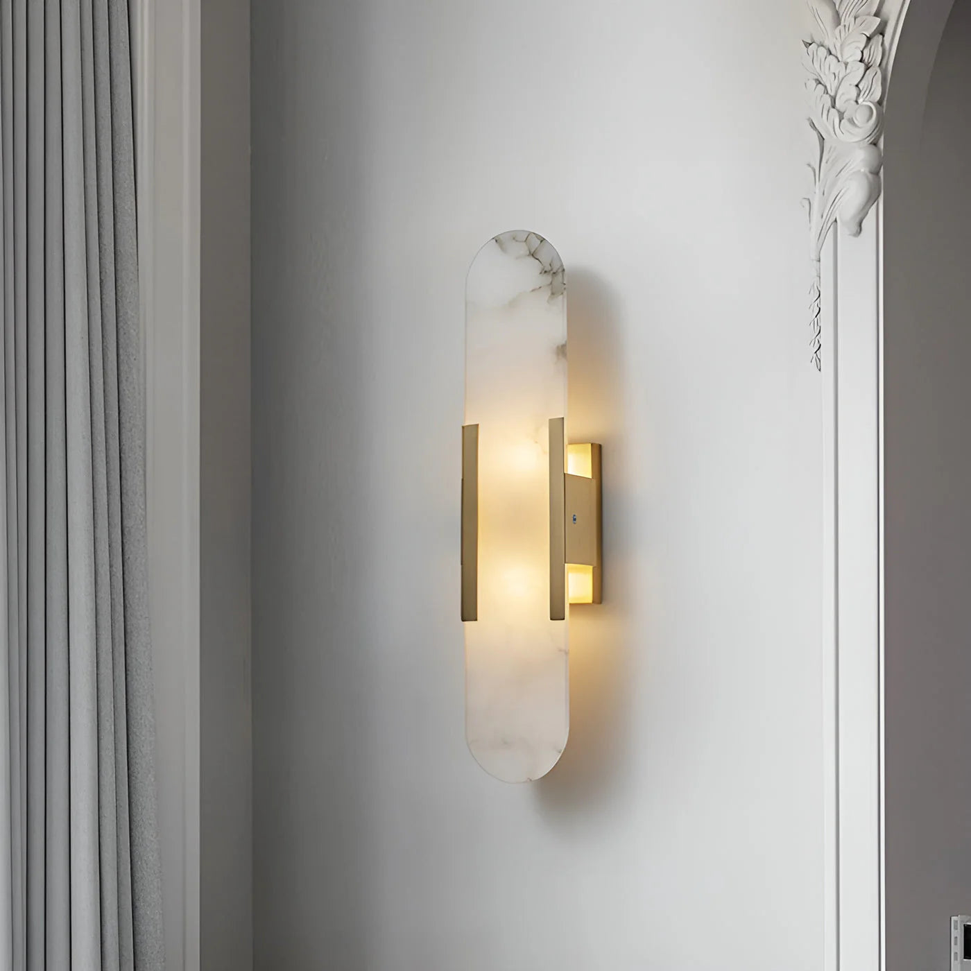 Hdc Modern Gold Finish Oval Body Marble Plate LED Wall Light