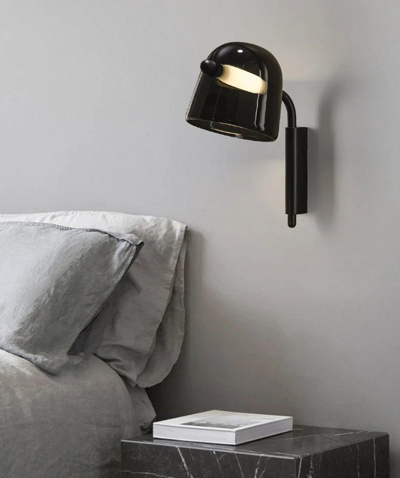 Hdc Led Black Smokey Glass Wall Light Metal - Gold Warm White