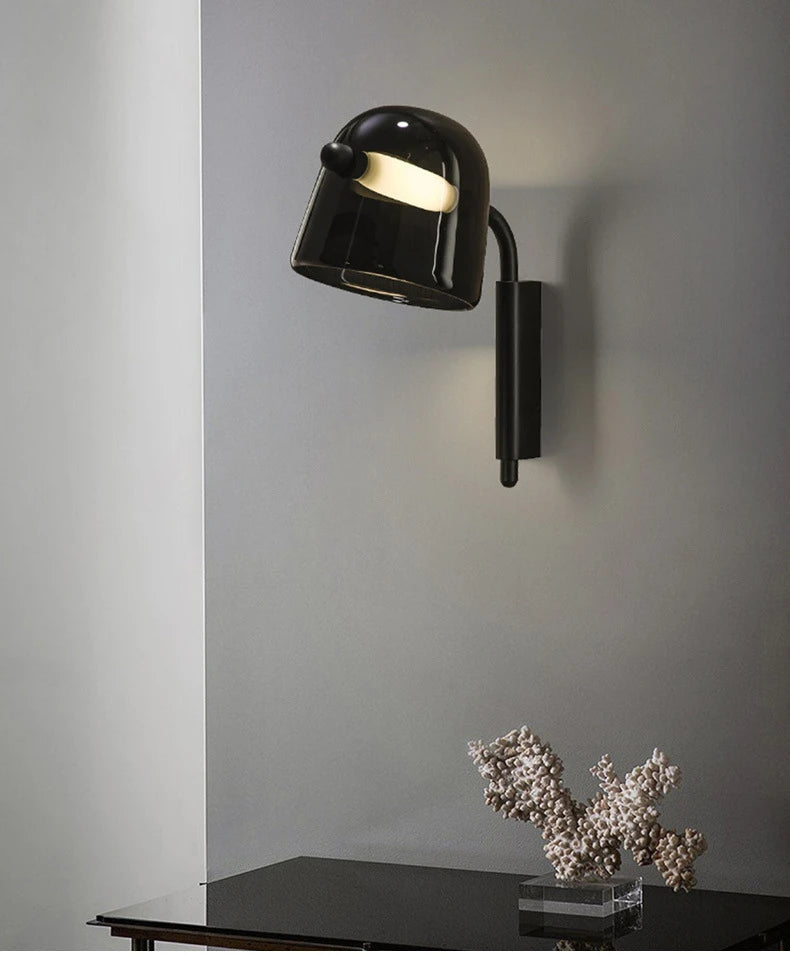 Hdc Led Black Smokey Glass Wall Light Metal - Gold Warm White