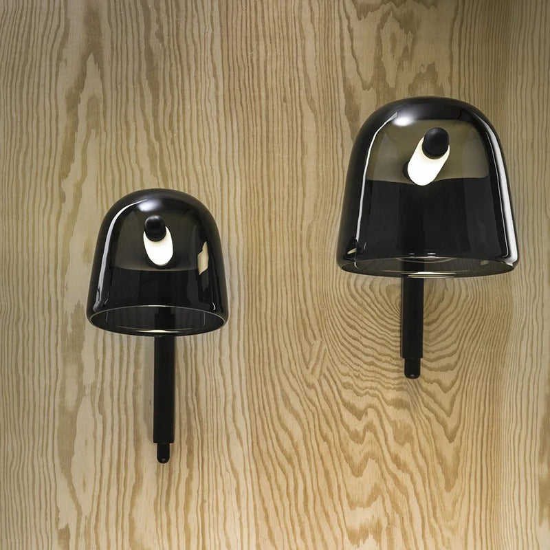 Hdc Led Black Smokey Glass Wall Light Metal - Gold Warm White