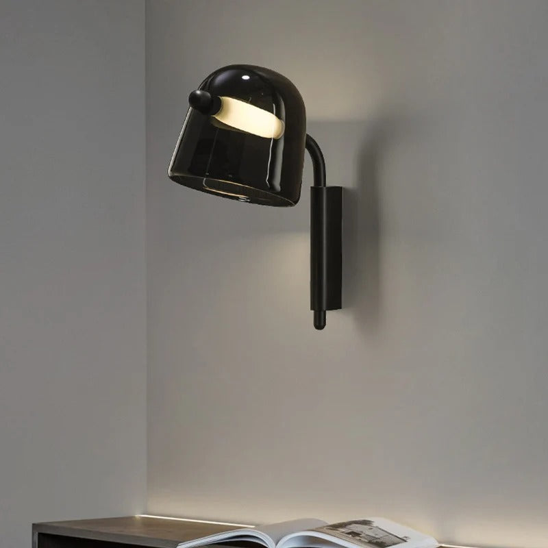 Hdc Led Black Smokey Glass Wall Light Metal - Gold Warm White