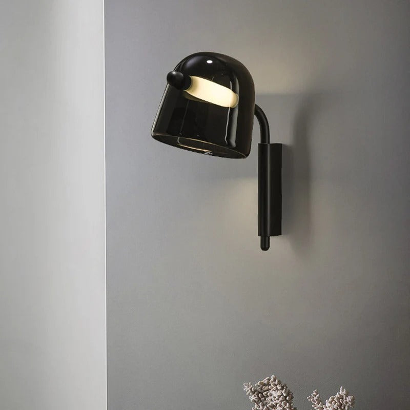 Hdc Led Black Smokey Glass Wall Light Metal - Gold Warm White