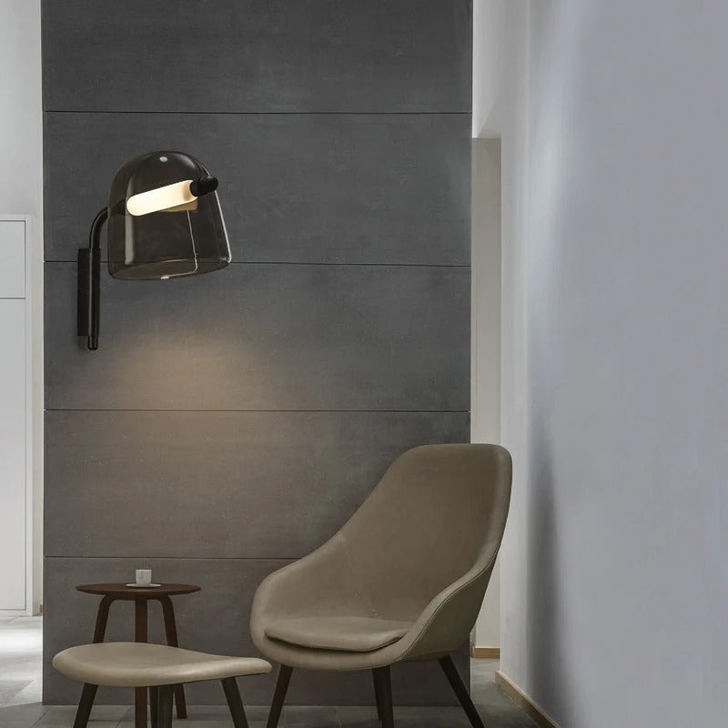 Hdc Led Black Smokey Glass Wall Light Metal - Gold Warm White