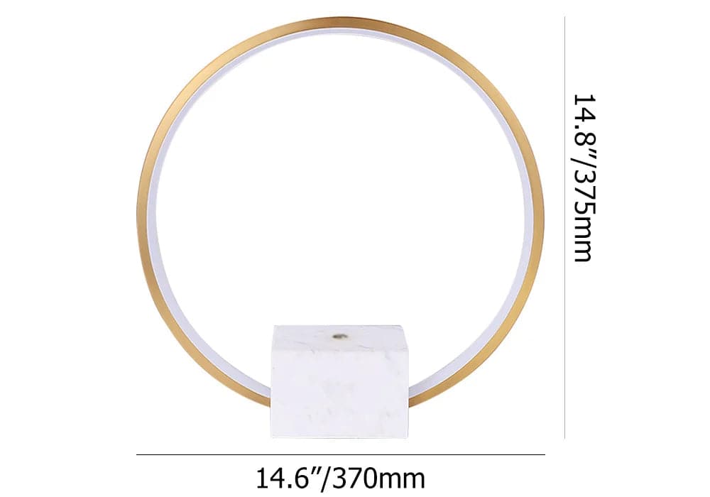 Hdc Modern LED Circle Table Lamp in Gold with White Marble Base