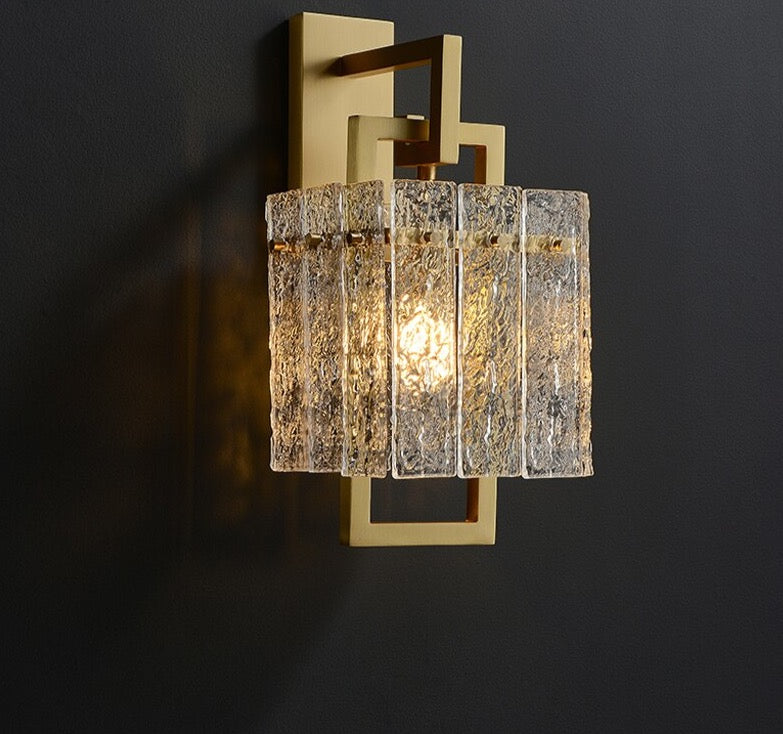 Hdc Modern Style Light Fixture Water Ripple Glass Wall Lamp In Brass finish
