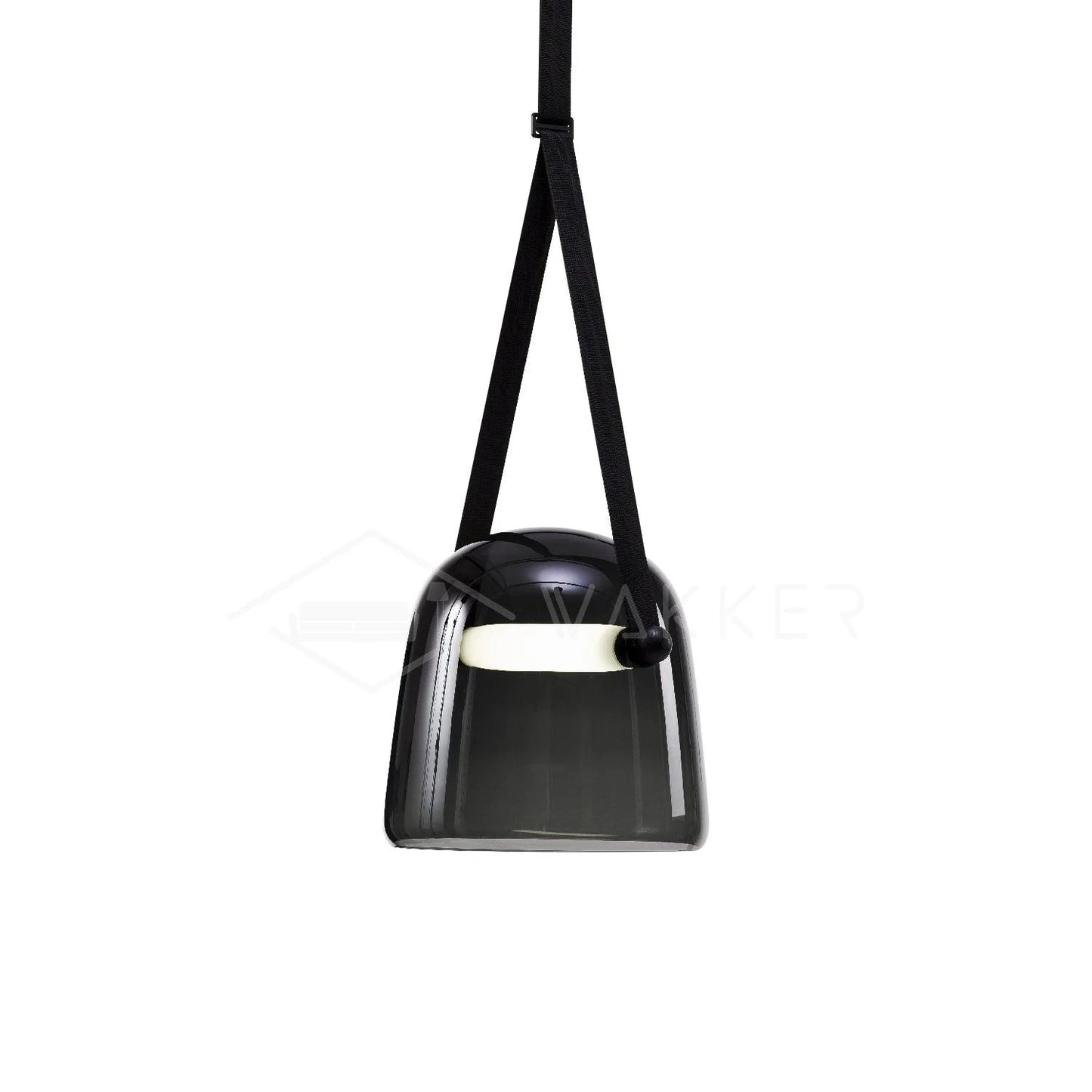 Hdc 1 Light Led Glass Smokey Black Pendant Lamp With Leather Strap Ceiling Light - Tricolor