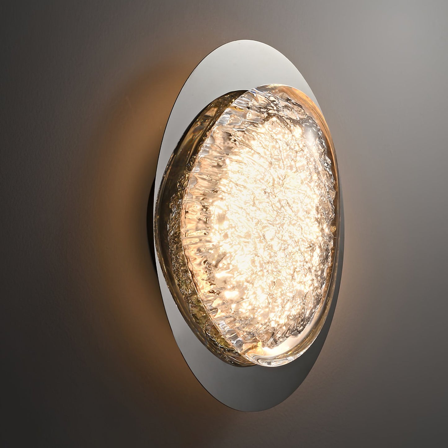 HDC Luxury Modern Oval Pearl Black LED Wall Light with Textured Resin Diffuser for Living Room, Bedroom & Hallway