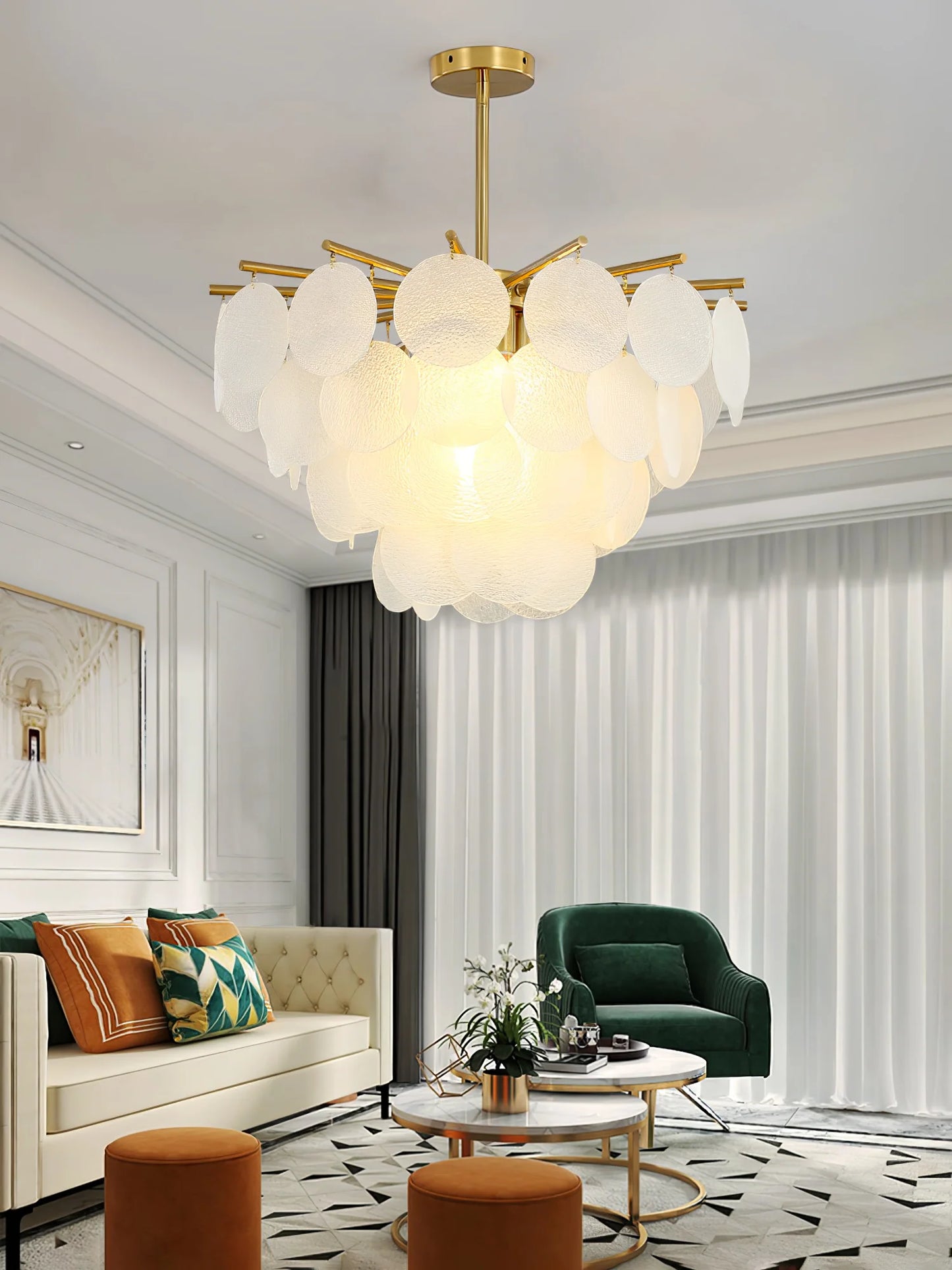 Hdc 600/800mm Gold Crystal Frost Chandelier Ceiling Lights Hanging