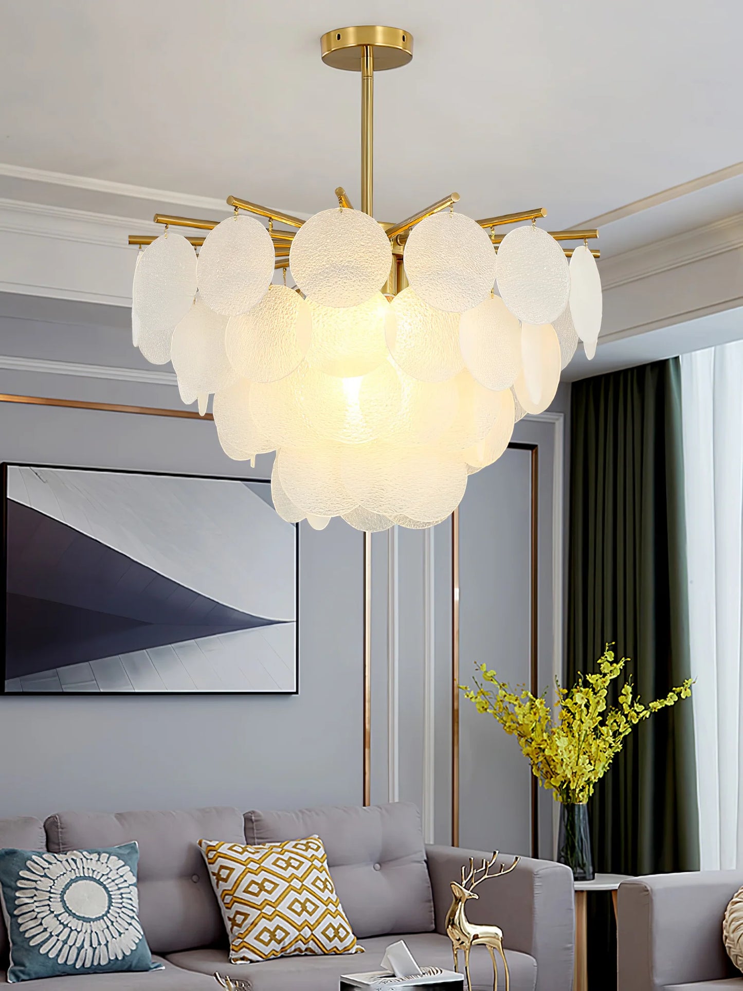 Hdc 600/800mm Gold Crystal Frost Chandelier Ceiling Lights Hanging