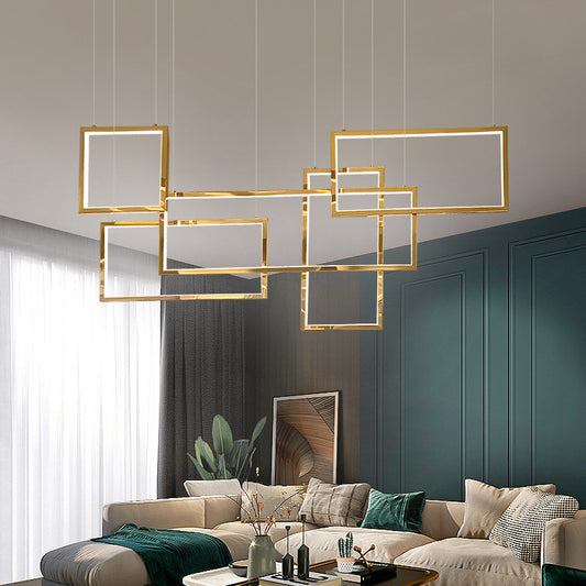 Hdc 4 Light 4 Rings Stainless Steel Rose Gold Led Chandelier Hanging Lamp