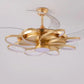 Hdc Invisible Golden Oval Rings Ceiling Fan Chandelier With Remote Control 4 Retractable Abs Blades