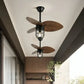Hdc 32 Inch 3 Blade Industrial Wind Lamp Ceiling Fan Remote Controlled With Light - Dark Wood