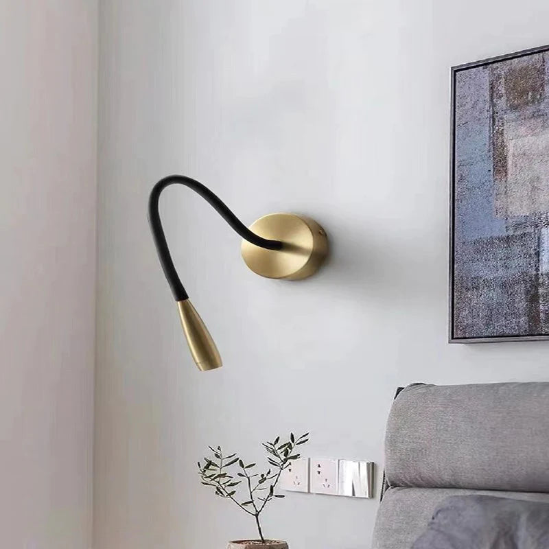 Hdc Flexible Wired 3w Pencil Gooseneck Led Wall Light Sconce For Bedroom Reading Bedside- Warm White