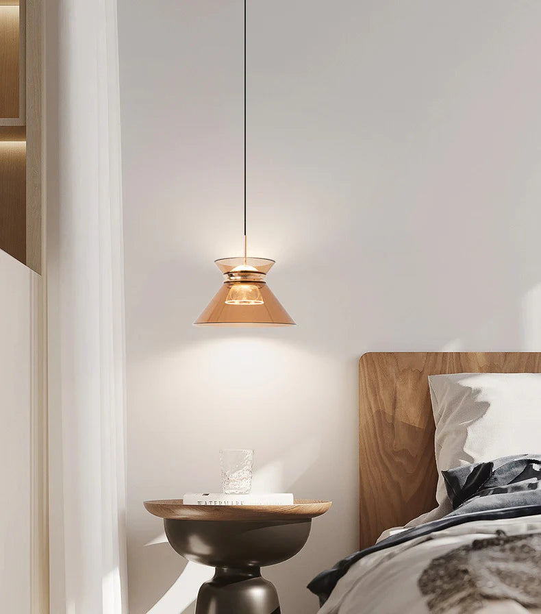 Hdc 1 Light Led Glass Amber Champagne Color Gold Pendant Ceiling Light - Warm White