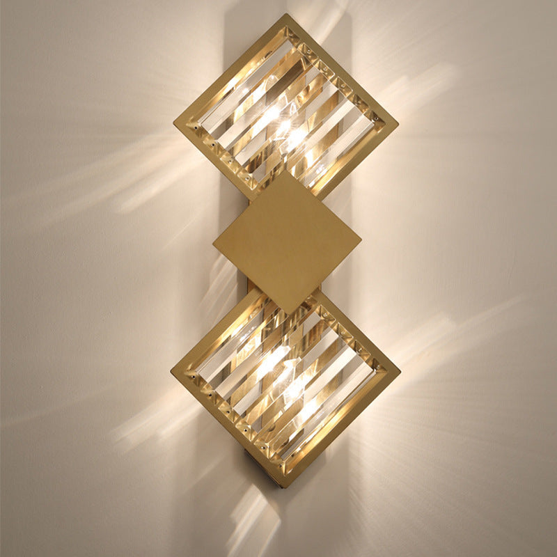Hdc Modern simple gold background wall living room decorative crystal wall lamp