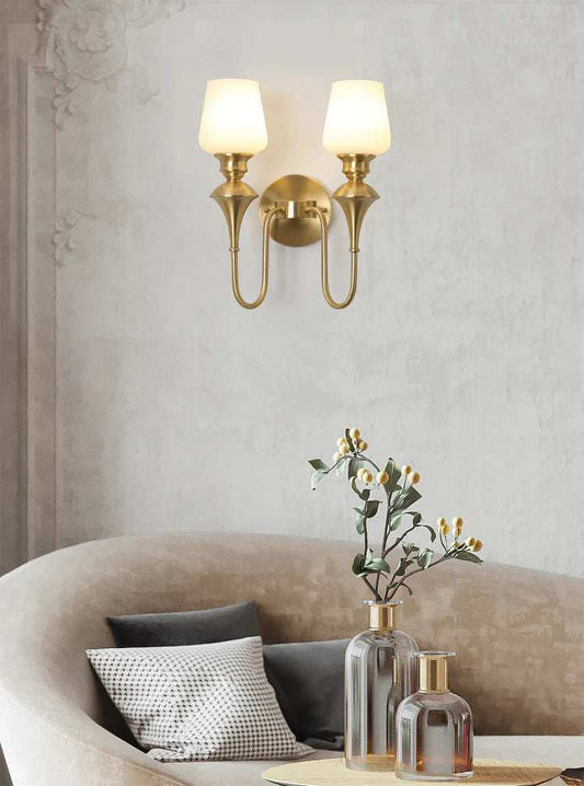 Hdc 2 Light Metal Glass Wall Light For Living Room Drawing Room Bedroom - Warm White
