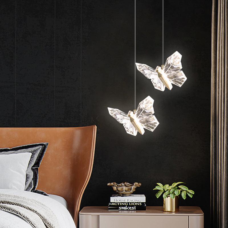 HDC Led Gold Butterfly Bedside Hanging Pendant Ceiling Lamp Light Fixture - Tricolor