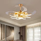 Hdc Invisible Golden Oval Rings Ceiling Fan Chandelier With Remote Control 4 Retractable Abs Blades