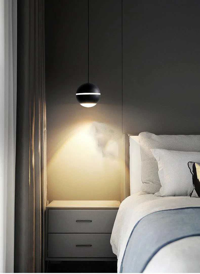 Hdc 1 Light Straight Led Ball Black Pendant Lamp Ceiling Light - Warm White