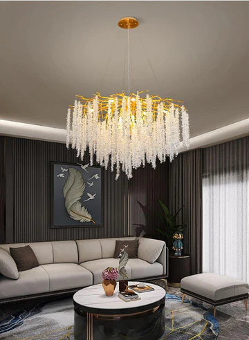 HDC 600/800mm Modern Gold Crystal Tree Branch Dining Room Chandelier