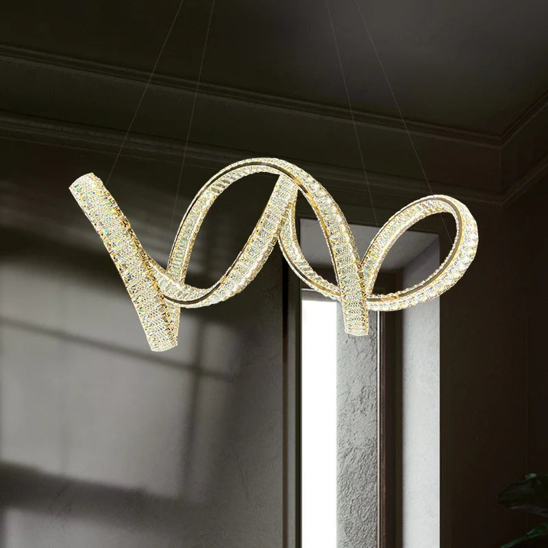 Hdc 1000mm Crystal Metal Modern Led Chandelier- Tricolor