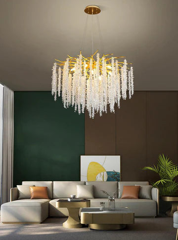 HDC 600/800mm Modern Gold Crystal Tree Branch Dining Room Chandelier
