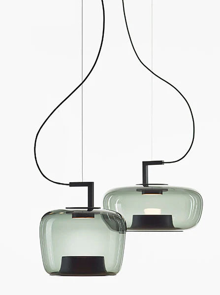 Hdc Nordic LED Pendant Light Minimalist Smoke Glass Single Head Hanging Lamp