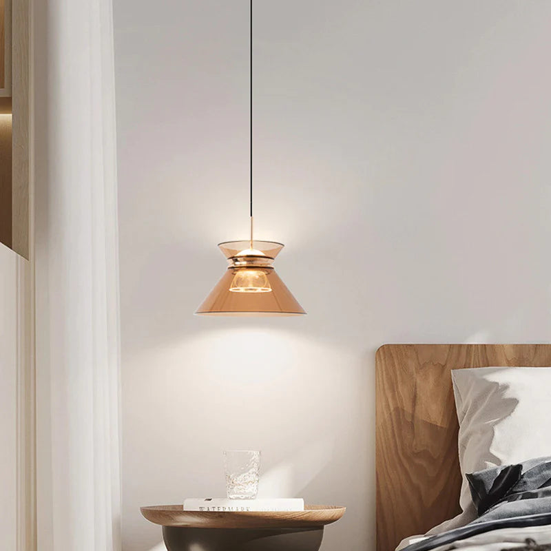 Hdc 1 Light Led Glass Amber Champagne Color Gold Pendant Ceiling Light - Warm White