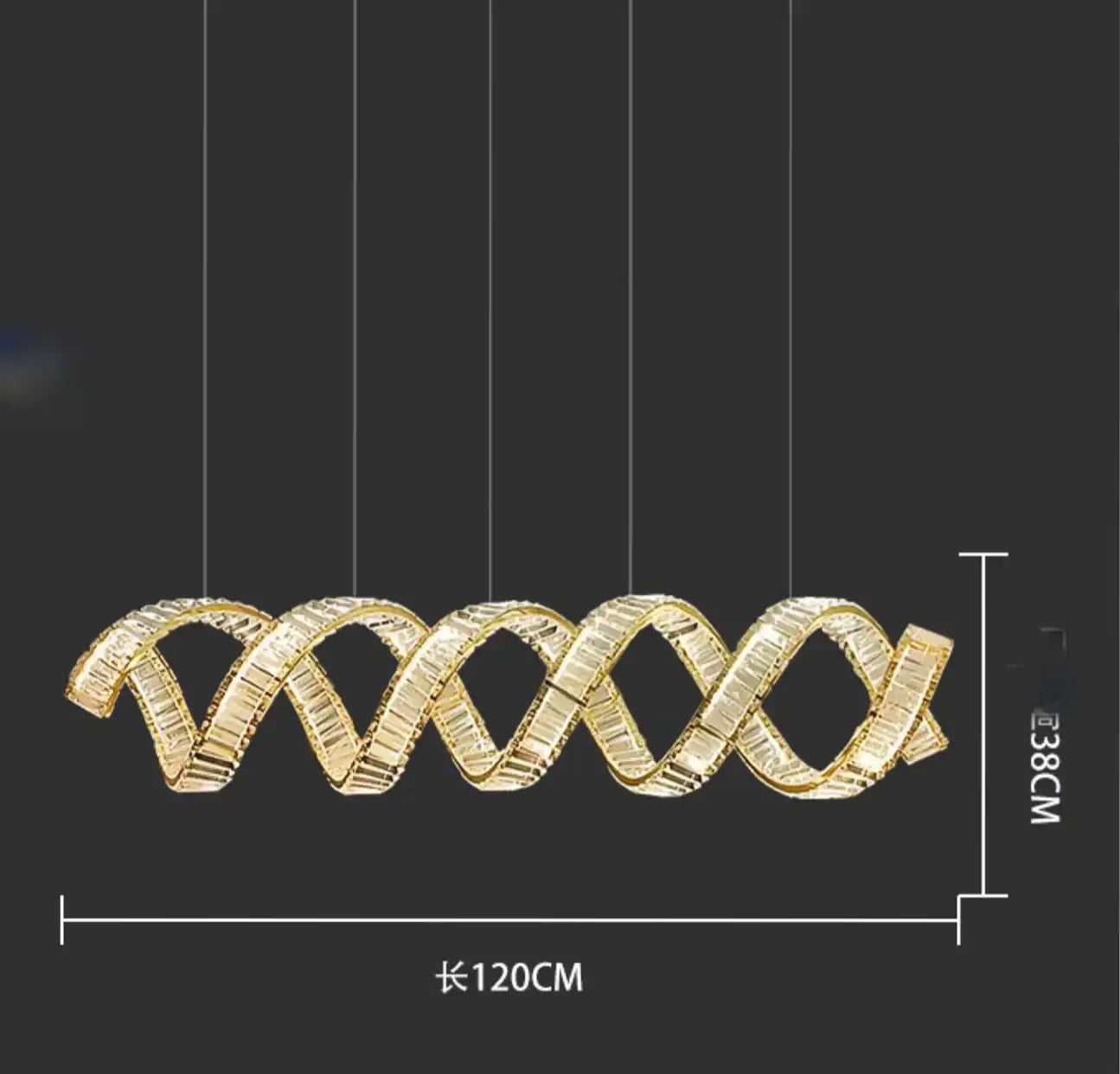 Hdc 1200x350mm Long Crystal Gold Chandelier Ceiling Lights Hanging