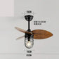 Hdc 32 Inch 3 Blade Industrial Wind Lamp Ceiling Fan Remote Controlled With Light - Dark Wood