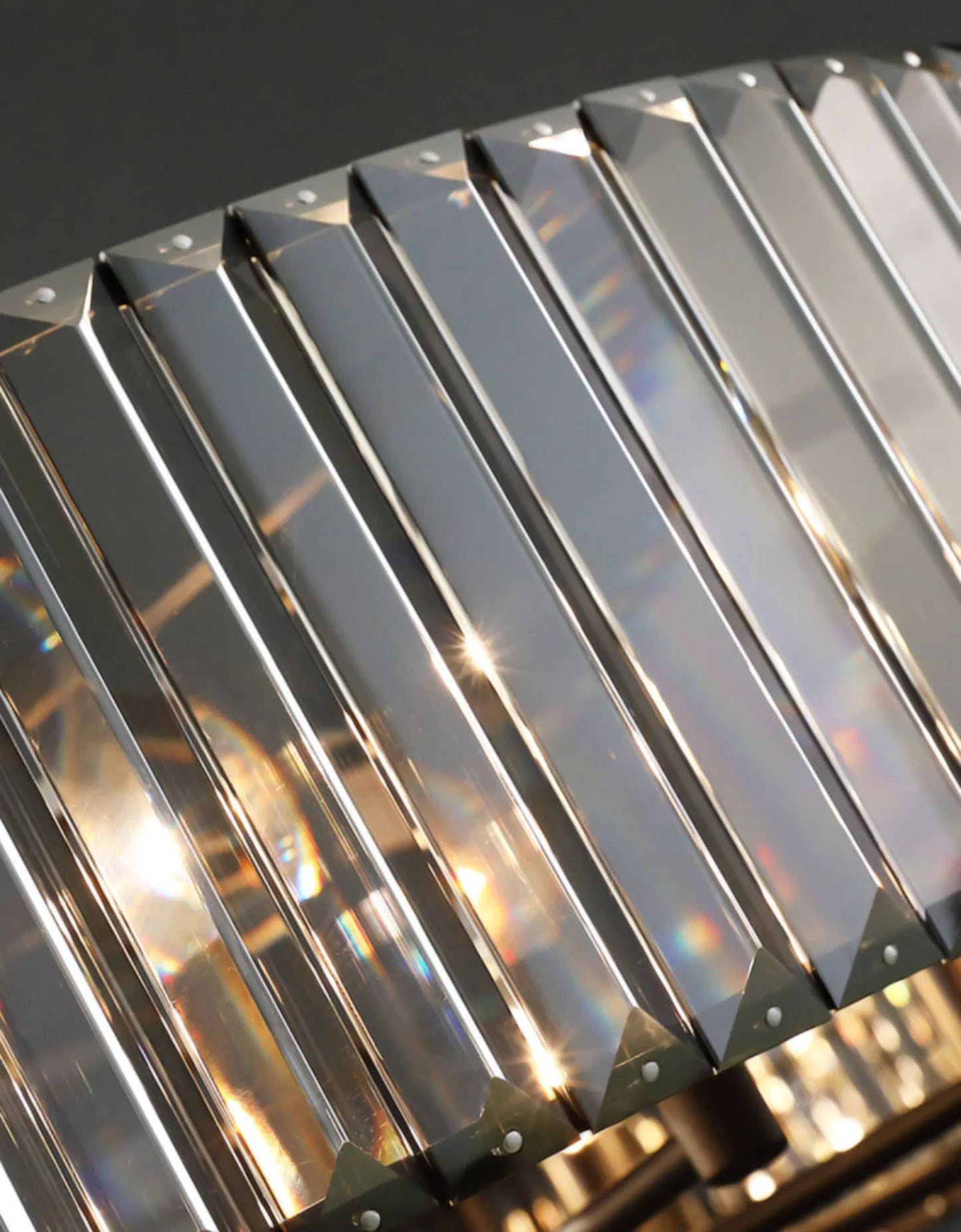 Hdc 800x300 Mm Black Metal Smoke K9 Crystal Led Chandelier Hanging Suspension Lamp - Warm White
